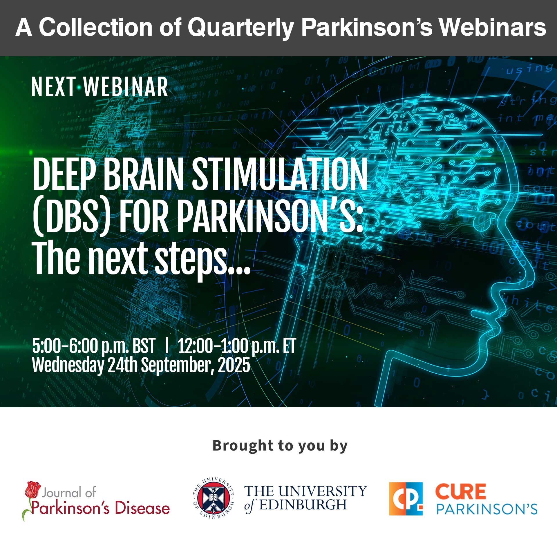Webinar: Deep Brain Stimulation (DBS) for Parkinson’s: The next steps